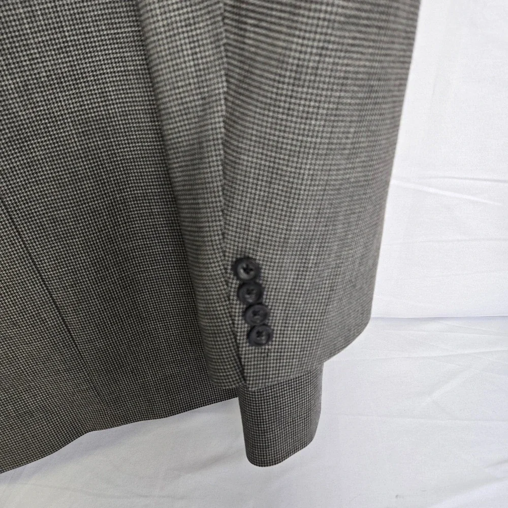 Oscar De La Renta Single Breasted Houndstooth‎ Blazer Professional Gray 45R